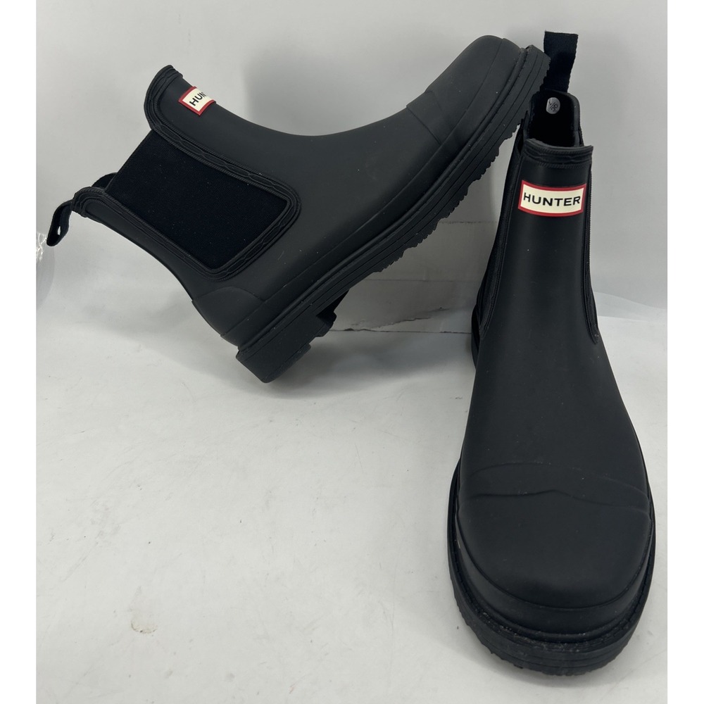 Hunter Commando Chelsea Boots Waterproof Runner Black Women's 9 Worn Once